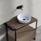 Console Sink Vanity With Ceramic Vessel Sink and Natural Brown Oak Drawer, 35